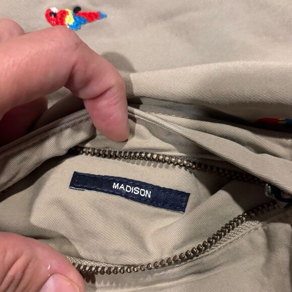 Cremieux Parrot Embroidered Chino Shorts Tropical Casual Khaki Size 32 Madison - Picture 6 of 6